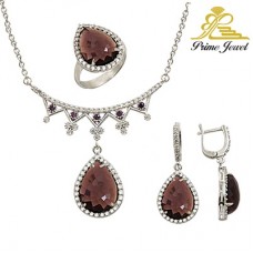 Gümüş zirkon taşlı set